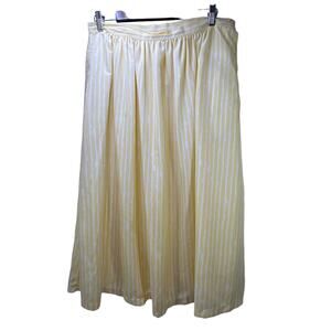 Vintage Rrrrruss Butter Yellow Striped Midi Skirt Size 34 Coastal Summer Beachy